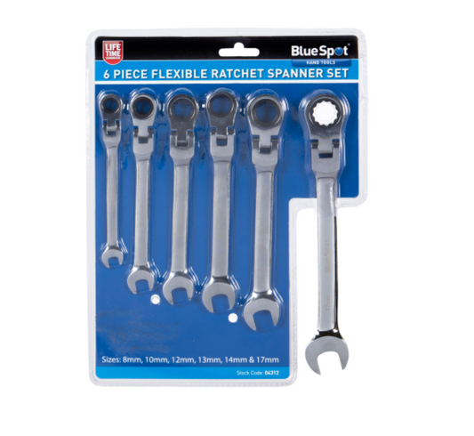 BlueSpot 04312 6 PCE Flexible Ratchet Spanner Set