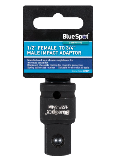 BlueSpot Tools 02069 1/2" Female to 3/4" Male Impact Adaptor