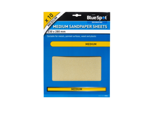 Blue Spot Tools 19853 BlueSpot 10 PCE Medium Sandpapers, 230 x 280 mm