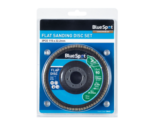 BlueSpot Tools 19642 Sanding Flap Disc Set 3 Piece 115mm (4.1/2in)