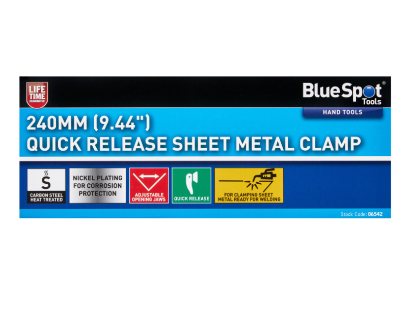 Blue Spot 240mm (9.44") quick release sheet metal clamp