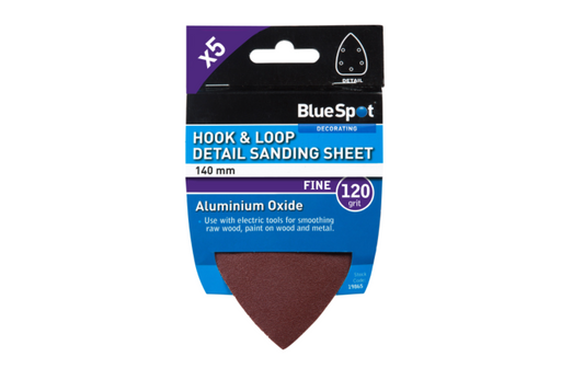 BlueSpot 19865 5 PACK 140MM 120 GRIT DETAIL SANDING SHEETS