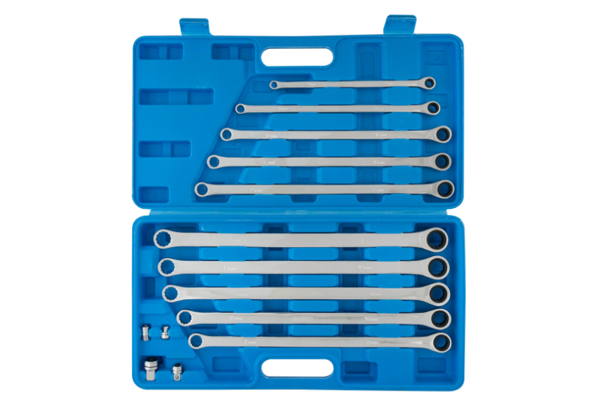 BlueSpot Tools 04307 10PCE Extra Long Ratchet Spanner and Adaptor Set (8-19mm)