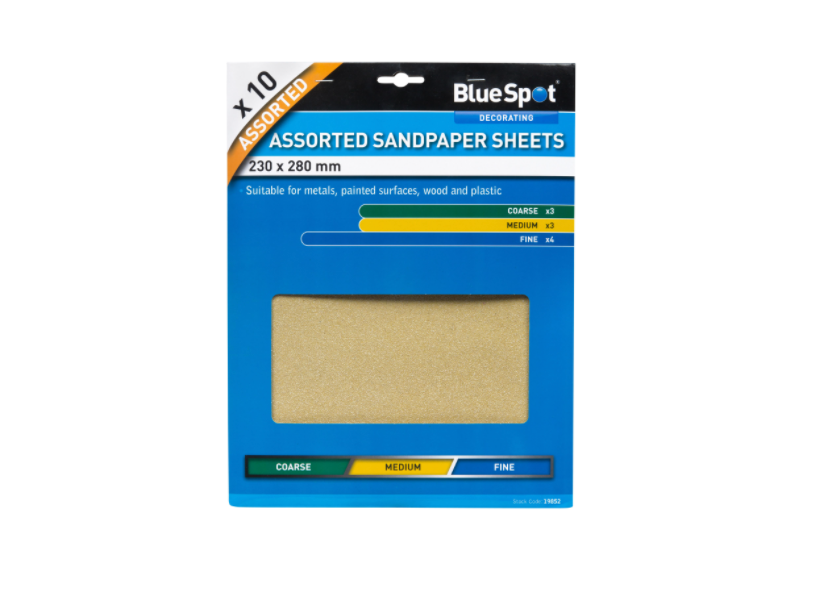 Blue Spot 19852 Assorted Sandpaper (10 Pieces)