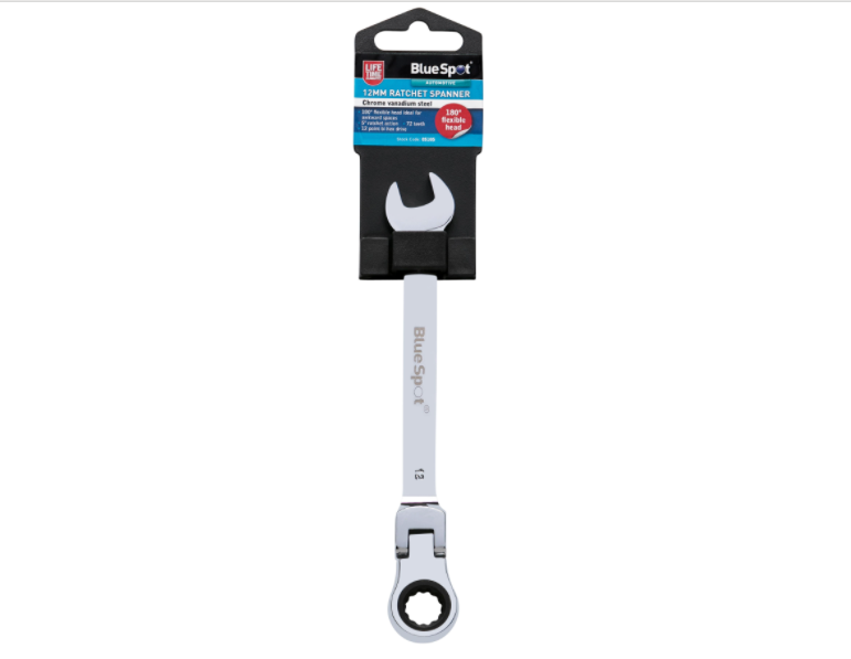 BlueSpot 05105 180 Flexible Head Ratchet Spanner 12mm