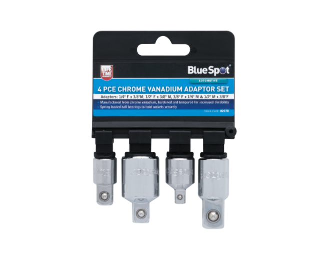 BlueSpot Tools 02078 4pc Chrome Vanadium Adaptor Set