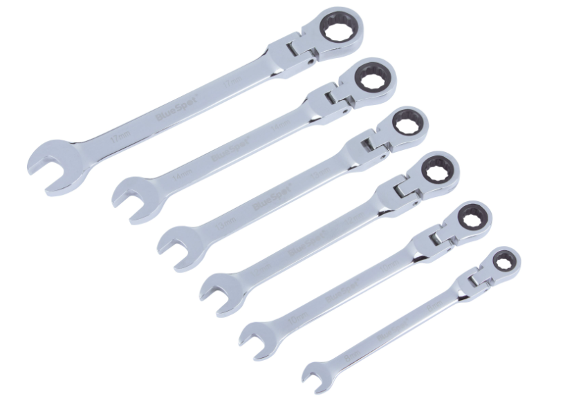 BlueSpot 04312 6 PCE Flexible Ratchet Spanner Set