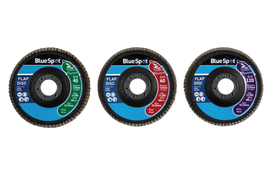 BlueSpot Tools 19642 Sanding Flap Disc Set 3 Piece 115mm (4.1/2in)