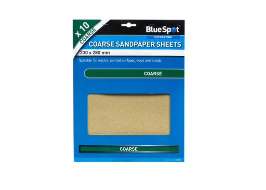 Blue Spot Tools 19855 BlueSpot 10 PCE Coarse Sandpapers 10Pce, 230 x 280 mm