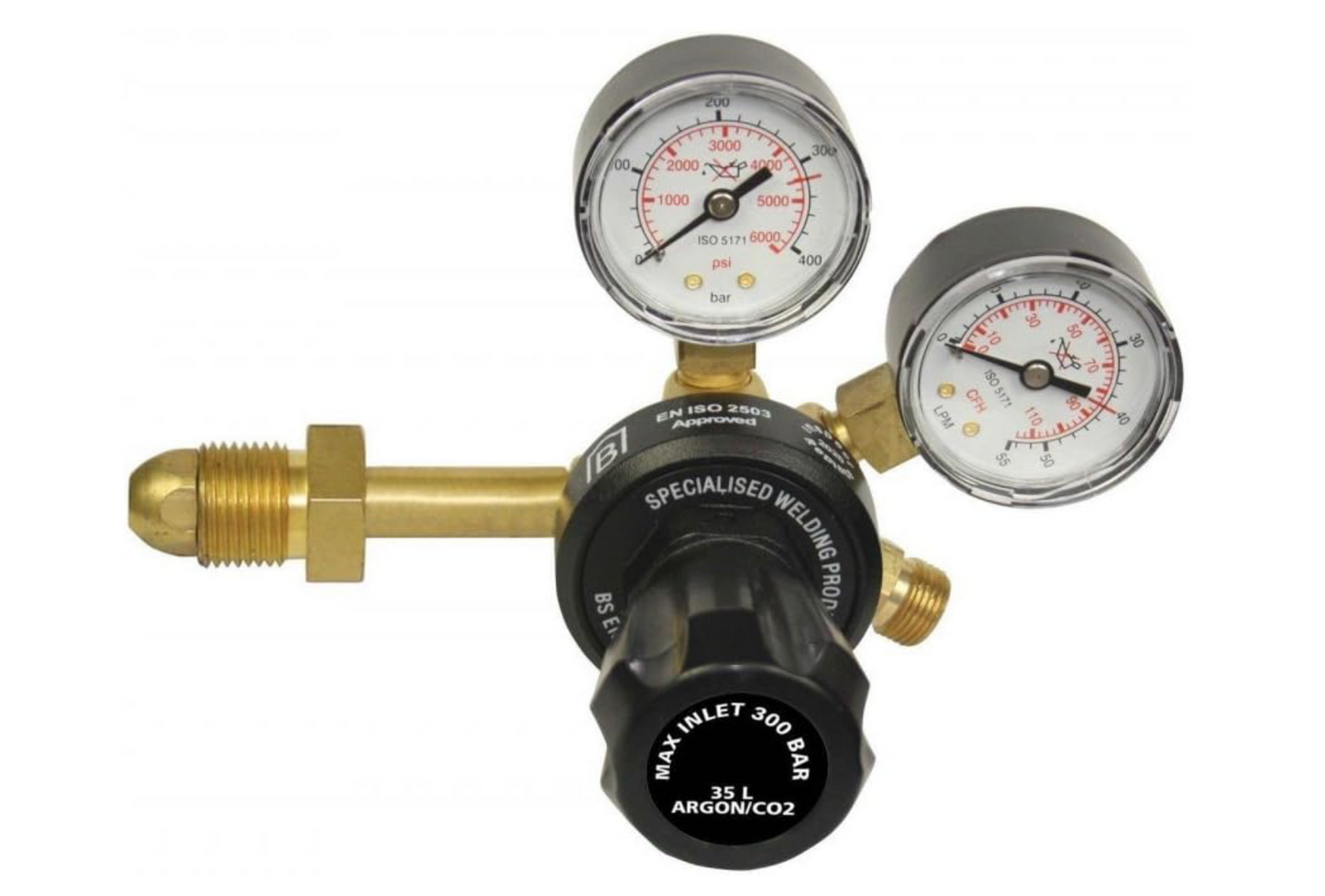 Argon / Argon-CO2 Mix Regulator Side Entry Twin 2 Gauge Single Stage 2142